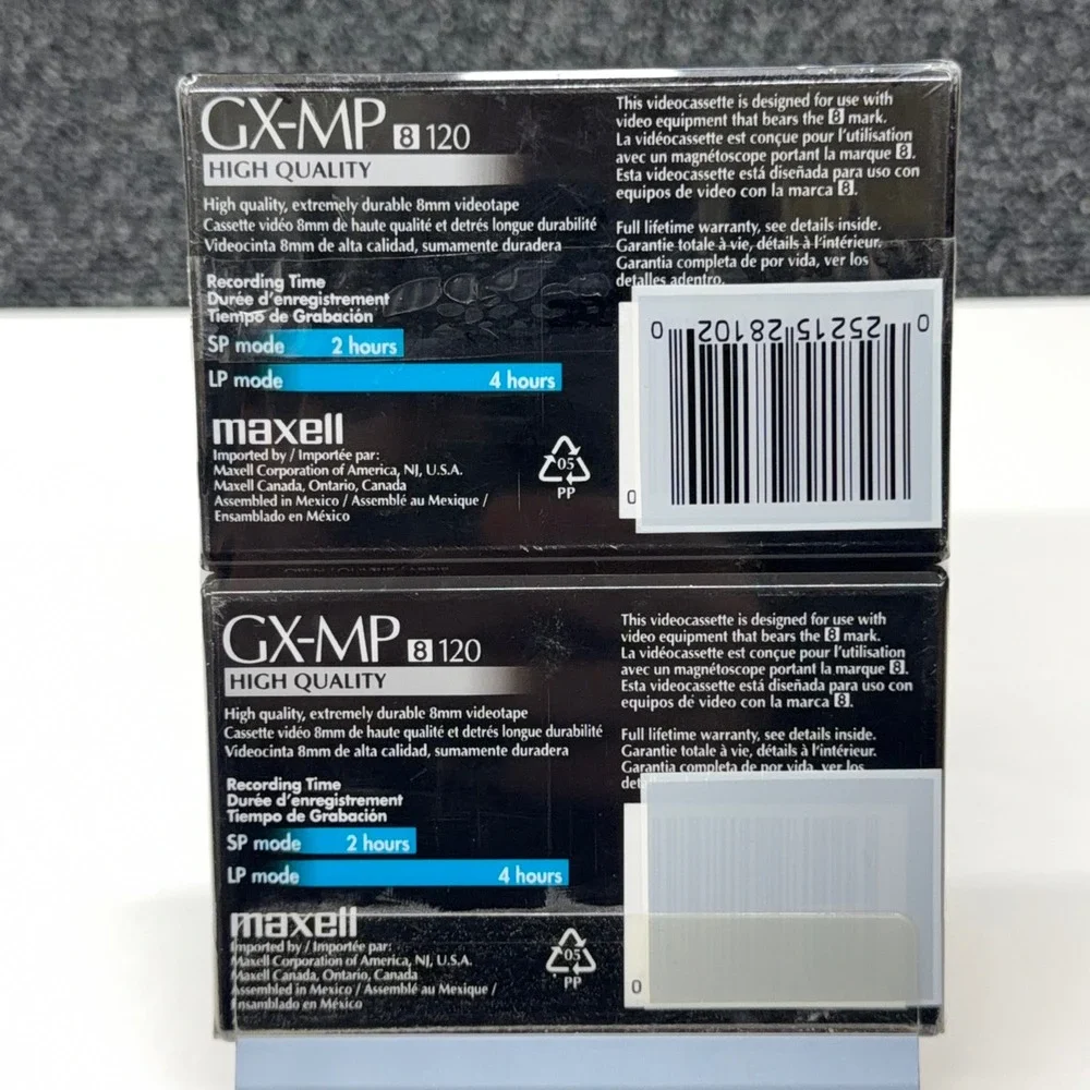 Maxell GX-MP 120 8mm Camcorder Video Tape 2 Pack New Sealed High Quality 120min